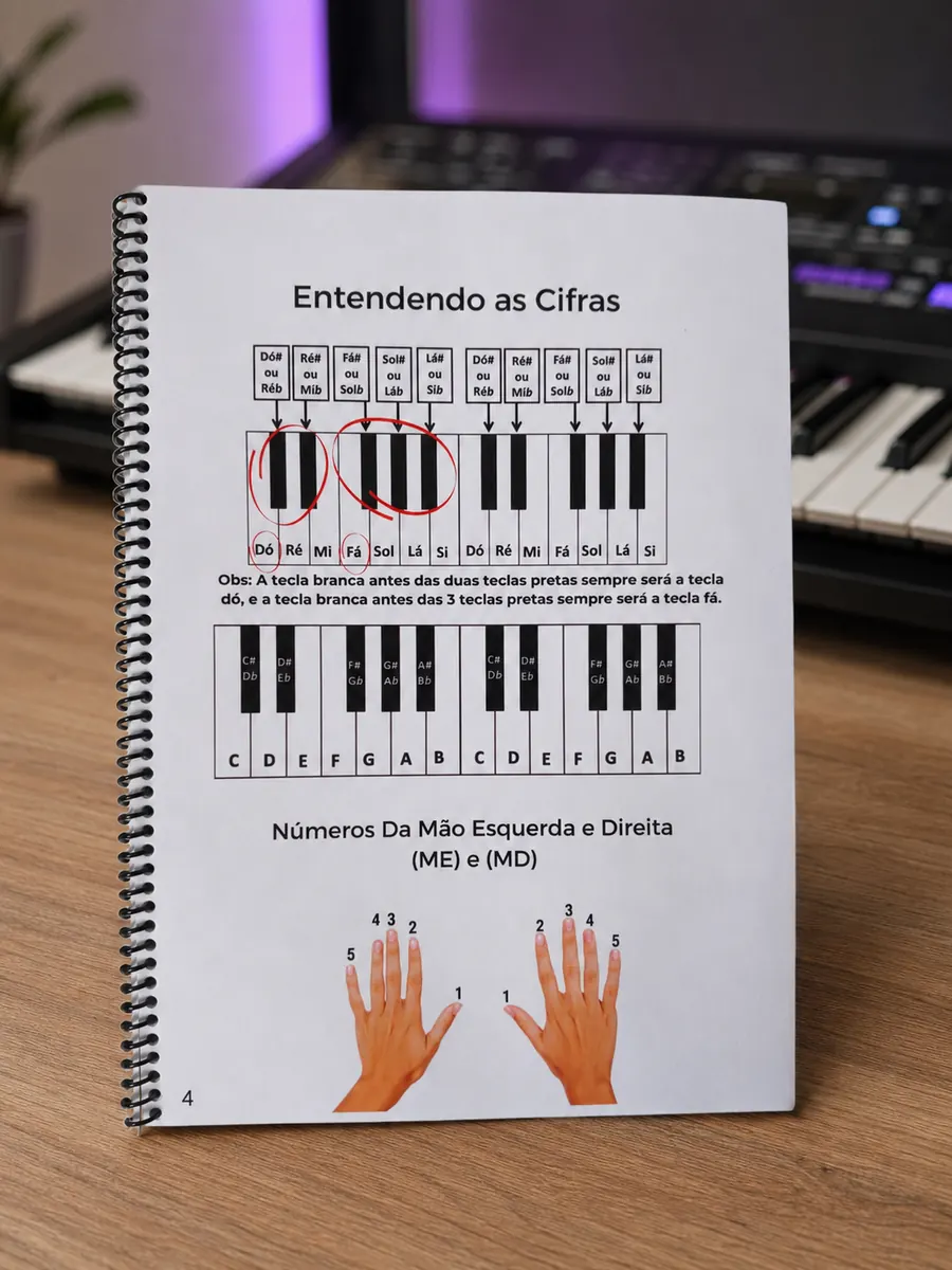 Página ensinando cifras e numeração das mãos