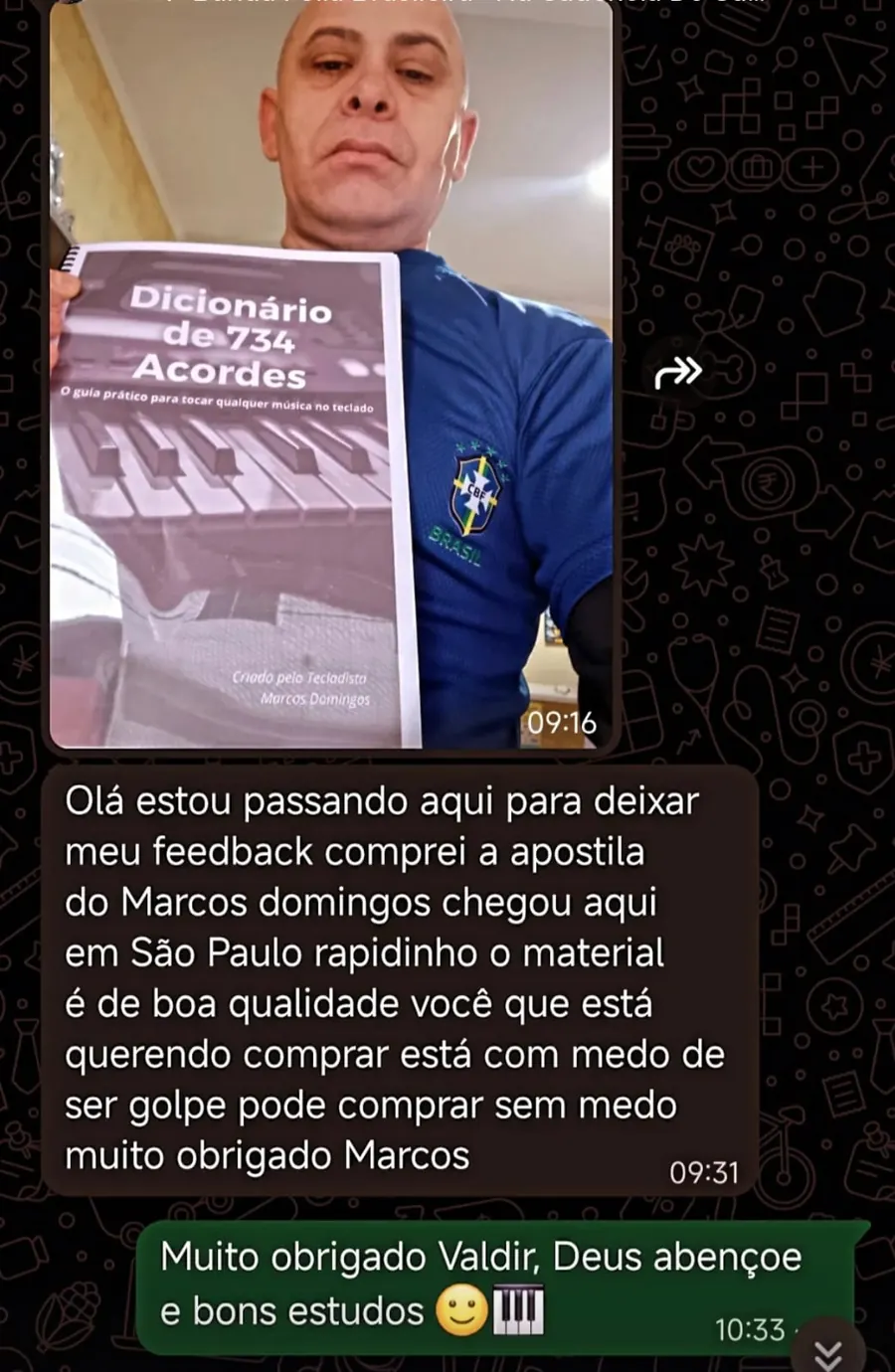 Feedback de cliente que recebeu a apostila em São Paulo